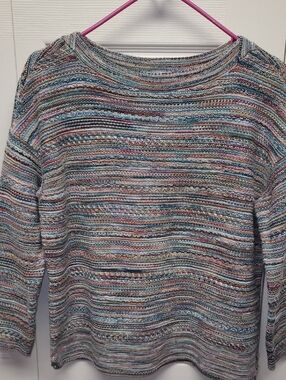J. Jill Multicolor Striped 100% cotton  long sleeved marled knit Sweater S/P